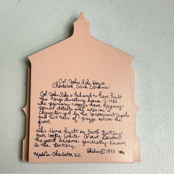 1993 Col John Ashe House Charleston, SC Shelia’s Wood Block Collectables - Picture 5 of 5